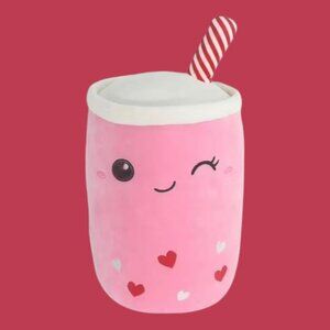 NWT Play Right Hug Me  Boba Tea 15" Hearts Food Plush Gift Toy Valentine's Day